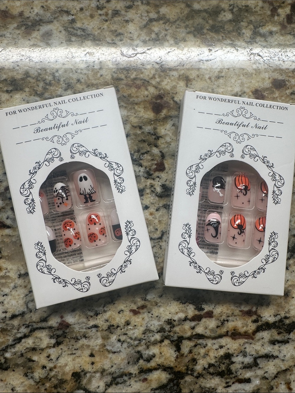 Halloween Press-On Nail Set - Black & Orange